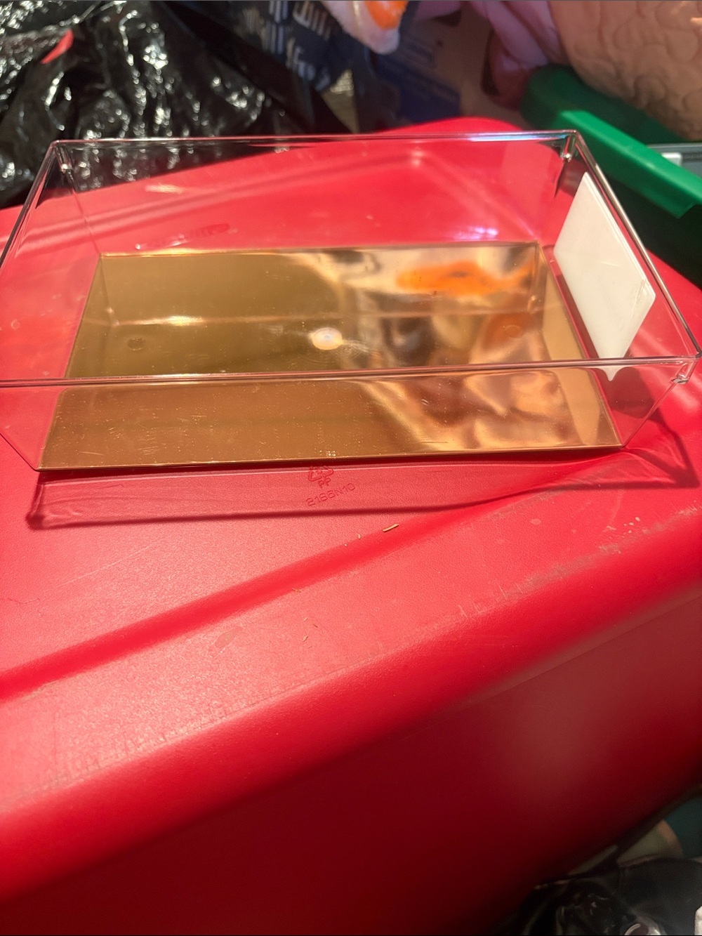 Clear Plastic Phone Display Tray with Gold Base - Clear/Gold